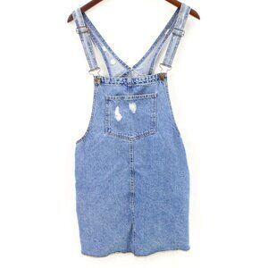 Pull & Bear Denim Overall Mini Dress Womens Blue Sleeveless Cotton Size EUR 40